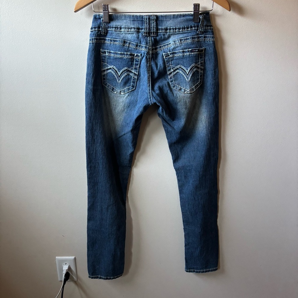 Angels Low Rise Dark Wash Skinny Jeans - Picture 5 of 8